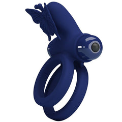 PRETTY LOVE - JAMELE DOUBLE RING WITH VIBRATION STIMULATOR AND BLUE BUTTERFLY