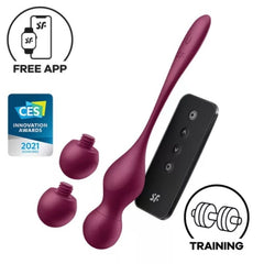 SATISFYER - LOVE BIRDS VARY VIBRATING BALLS FREE APP RED WINE