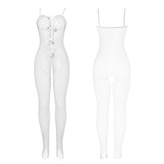 SUBBLIME - 951740 WHITE BODYSTOCKING SEASHELLE WITHOUT BOTTOM WITH LOOPS ONE SIZE