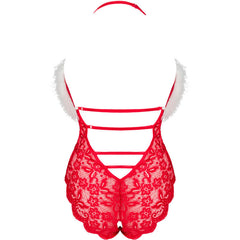 LIVCO CORSETTI FASHION - SEAMLESS SANTA LACE BODYSUIT FOR WOMEN CHRISTMAS S/M