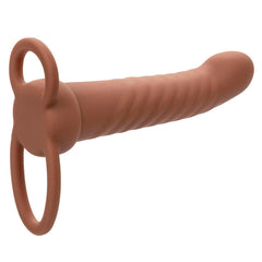 CALEXOTICS - MAXX RIBBED DUAL PENETRATOR 10 VIBRATIONS BROWN