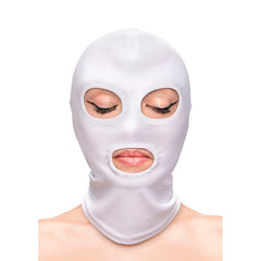 NS NOVELTIES - FETISH & FASHION EYES AND MOUTH WHITE NYLON HOOD