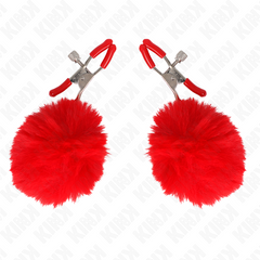 KINK - RED FAUX FUR BALL CLAMP 6 CM