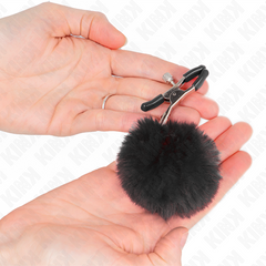 KINK - BLACK FAUX FUR BALL CLAMP 6 CM