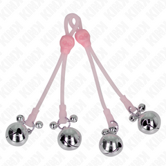 KINK - LIGHT UP SKULL TONGS WITH ADJUSTABLE BELLS RING PINK/SILVER