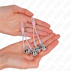 KINK - LIGHT UP SKULL TONGS WITH ADJUSTABLE BELLS RING PINK/SILVER