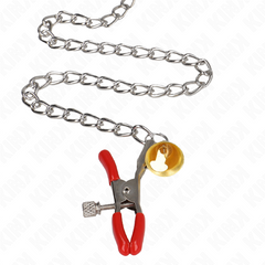 KINK - BELL TRIPLE NIPPLE AND CLIT CAMPS RED WITH CHAIN 30 CM