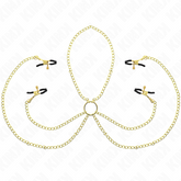 KINK - 4 PINÇAS DE BICO E CLITÓRITO AJUSTÁVEIS OURO