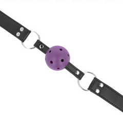 KINK - BREATHABLE BALL GAG 4 CM WITH DOUBLE RIVET PURPLE 62.5 x 2.5 CM ADJUSTABLE 42-58 CM