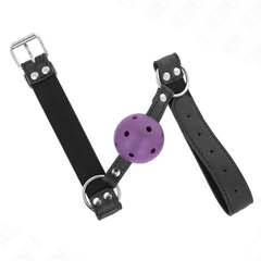 KINK - BREATHABLE BALL GAG 4 CM WITH DOUBLE RIVET PURPLE 62.5 x 2.5 CM ADJUSTABLE 42-58 CM