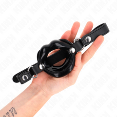 KINK - LIP GAG 8 CM WITH BLACK LEATHER STRAP 63 x 2 CM ADJUSTABLE 39-58 CM