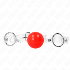 KINK - RED TRANSPARENT PVC BALL GAG 4 CM ADJUSTABLE