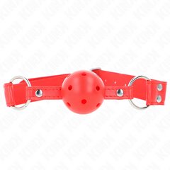 KINK - RED HOLLOW HARD BALL GAG COMPLETE 62 x 2 CM