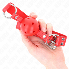 KINK - RED HOLLOW HARD BALL GAG COMPLETE 62 x 2 CM