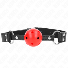 KINK - BREATHABLE BALL GAG 4 CM WITH DOUBLE RIVET LEATHER 62.5 x 2.5 CM ADJUSTABLE 42-58 CM