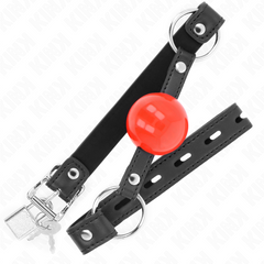 KINK - BALL GAG 4 CM WITH LOCK RED BALL BLACK HANDLE 60 x 2 CM
