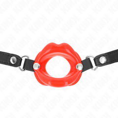 KINK - LIP GAG 8 CM WITH RED LEATHER STRAP 63 x 2 CM ADJUSTABLE 39-58 CM