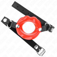 KINK - LIP GAG 8 CM WITH RED LEATHER STRAP 63 x 2 CM ADJUSTABLE 39-58 CM