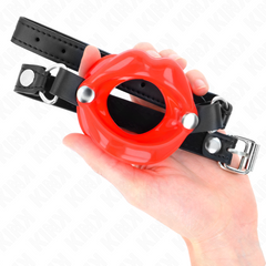 KINK - LIP GAG 8 CM WITH RED LEATHER STRAP 63 x 2 CM ADJUSTABLE 39-58 CM