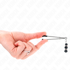 KINK - GOLDEN THIN TWEEZERS WITH 3 BLACK GLASS BEADS 7 CM