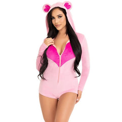 LEG AVENUE - PINK VELVET BEAR BODYSUIT S