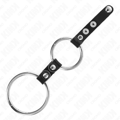 KINK - DOUBLE RING FOR 3.8 CM TO 5 CM PENIS CONNECTED BY LEATHER