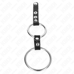 KINK - DOUBLE RING FOR 3.8 CM TO 5 CM PENIS CONNECTED BY LEATHER