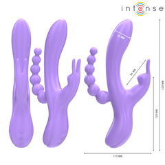 INTENSE - MIKO TRIPLE RABBIT VIBRATOR & STIMULATOR & ANAL 7 VIBRATIONS PURPLE