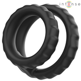 INTENSE - DEWEY BLACK SILICONE DOUBLE COCK RING MODEL 2