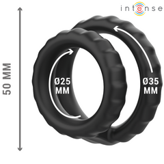 INTENSE - DEWEY BLACK SILICONE DOUBLE COCK RING MODEL 2