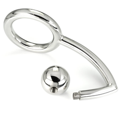METAL HARD - COCK RING WITH ANAL HOOK INTRUDER 45MM