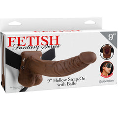 FETISH FANTASY SERIES - 9 HOLLOW STRAP-ON WITH 22.9CM BALLS BROWN