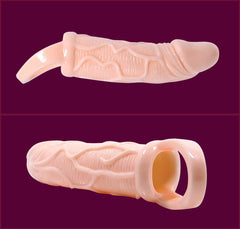BAILE - PENIS EXTENDER SHEATH WITH VIBRATION AND TESTICLE HANDLE 13.5 CM