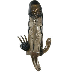 BAILE - BRAVE MAN PENIS COVER WITH CLITORAL AND ANAL STIMULATION DOUBLE BLACK BULLET 16.5 CM