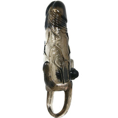 BAILE - BRAVE MAN PENIS COVER WITH CLITORAL AND ANAL STIMULATION DOUBLE BLACK BULLET 16.5 CM