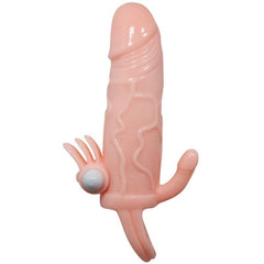 BAILE - BRAVE MAN PENIS COVER WITH CLITORAL AND ANAL STIMULATION FLESH 16.5 CM