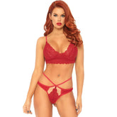 LEG AVENUE - 2 PIECE SET LACE BRALETTE AND THONG S/M
