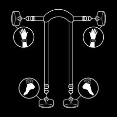 FETISH SUBMISSIVE - MASTER POSITION WITH 4 NOPRENE LINED HANDCUFFS