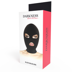 DARKNESS - BLACK BDSM SUBMISSION MASK WITH MOUTH AND EYES