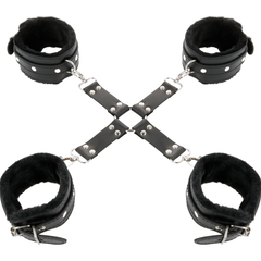DARKNESS - BLACK LEATHER HAND AND FOOT CUFFS