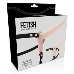 FETISH SUBMISSIVE HARNESS - 15 CM FLESH SILICONE VIBRATOR