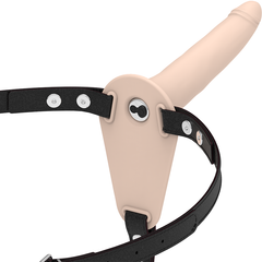 FETISH SUBMISSIVE HARNESS - 15 CM FLESH SILICONE VIBRATOR