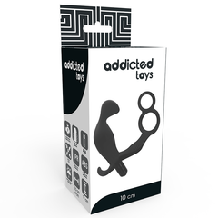 ADDICTED TOYS - BUTT PLUG WITH DOUBLE COCK RING AND BLACK TESTICLES