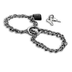 HARD METAL - HARD METAL HANDCUFFS WITH STAINLESS STEEL CHAIN.