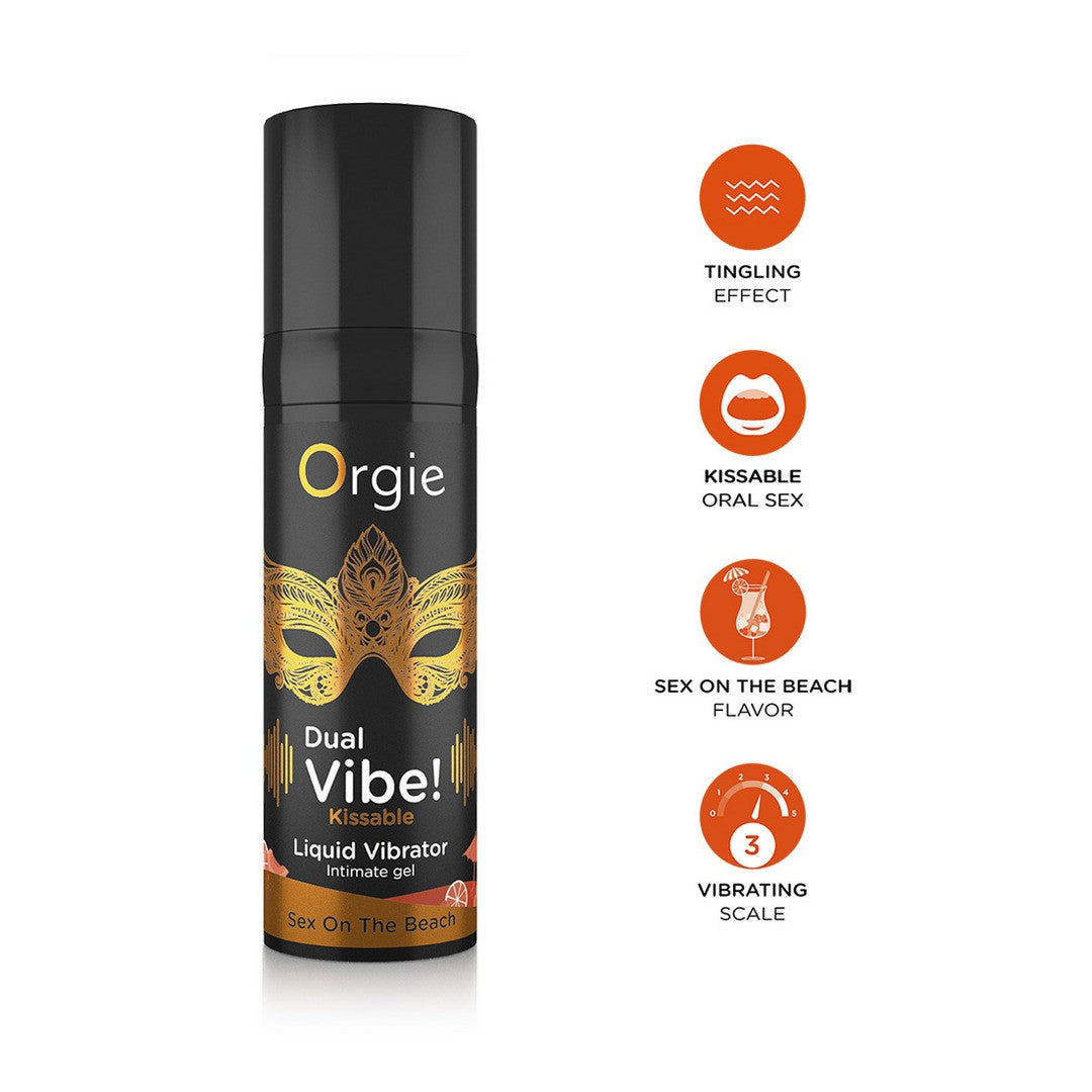VIBRADOR LÍQUIDO BEIJÁVEL DUAL VIBE SEX ON THE BEACH 15ML ORGIE