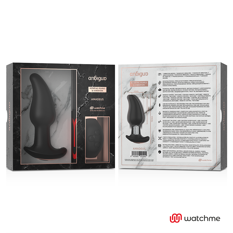 ANBIGUO - WATCHME REMOTE CONTROL ANAL PLUG VIBRATOR WITH AMADEUS PEARL ROTATION