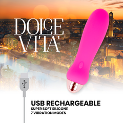 DOLCE VITA - FIVE PINK RECHARGEABLE VIBRATOR 7 SPEEDS