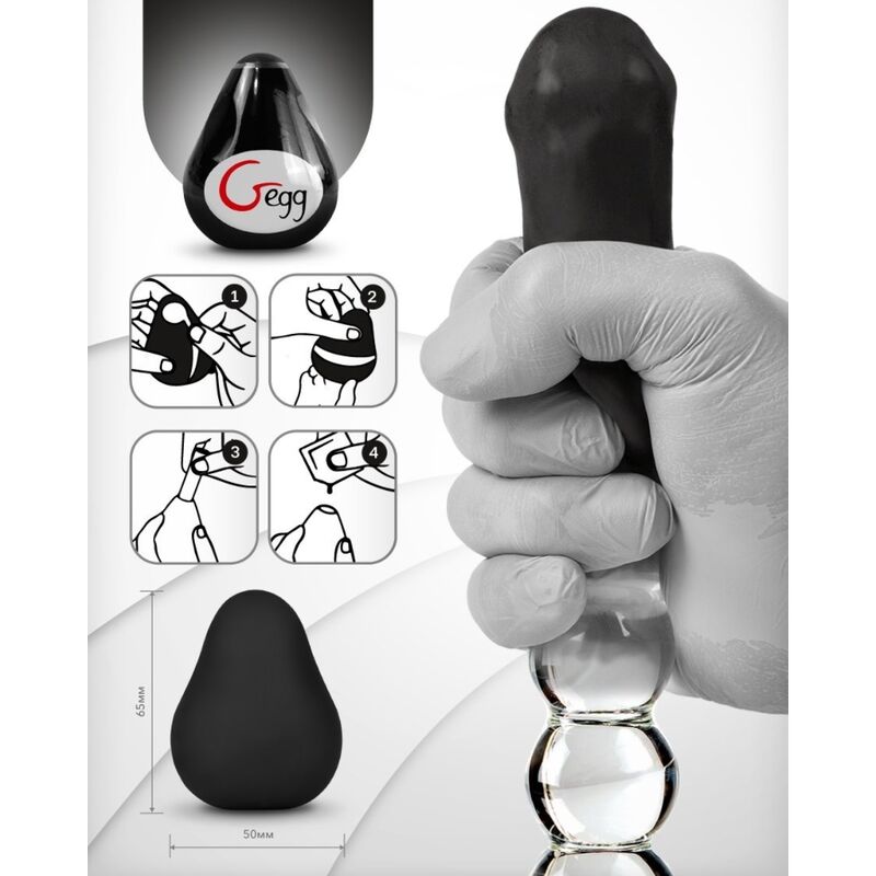 G-VIBE - REUSABLE TEXTURED MASTURBATOR BLACK EGG