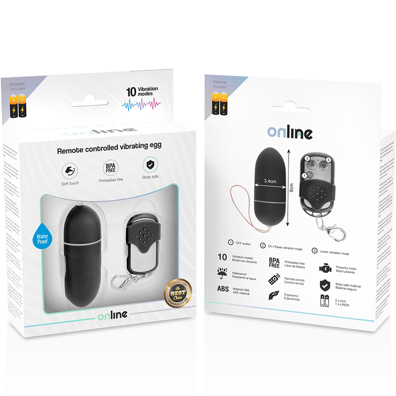 ONLINE - VIBRATING EGG WITH REMOTE CONTROL L BLACK