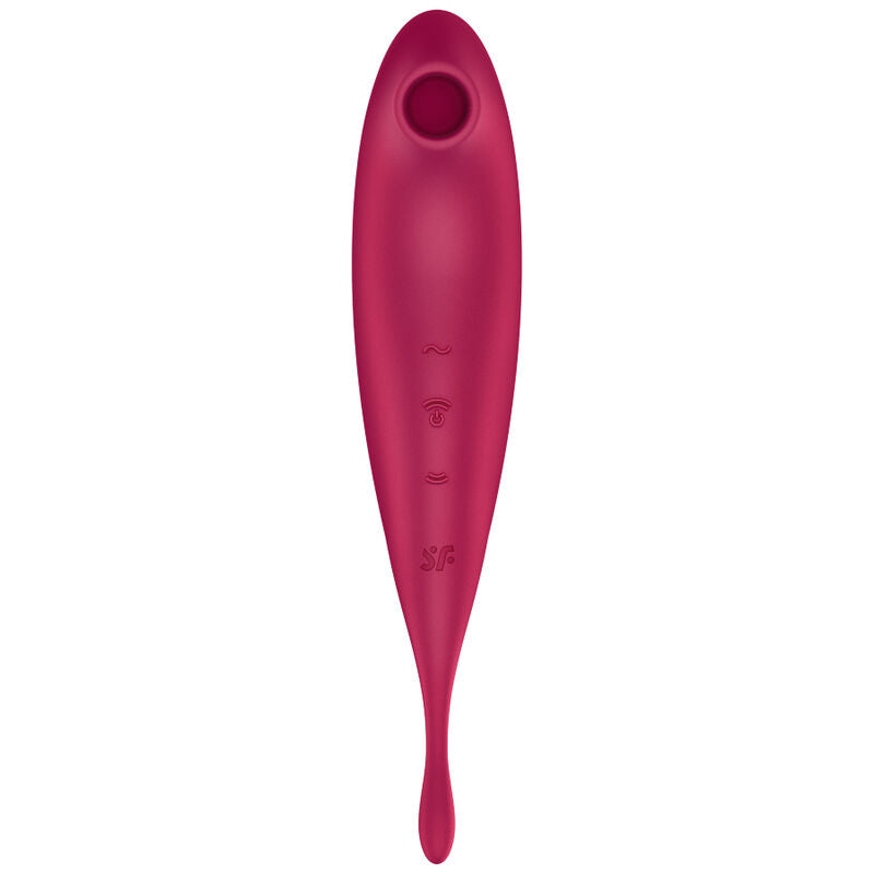 SATISFYER - TWIRLING PRO+ AIR PULSE STIMULATOR &amp; VIBRATOR APP RED